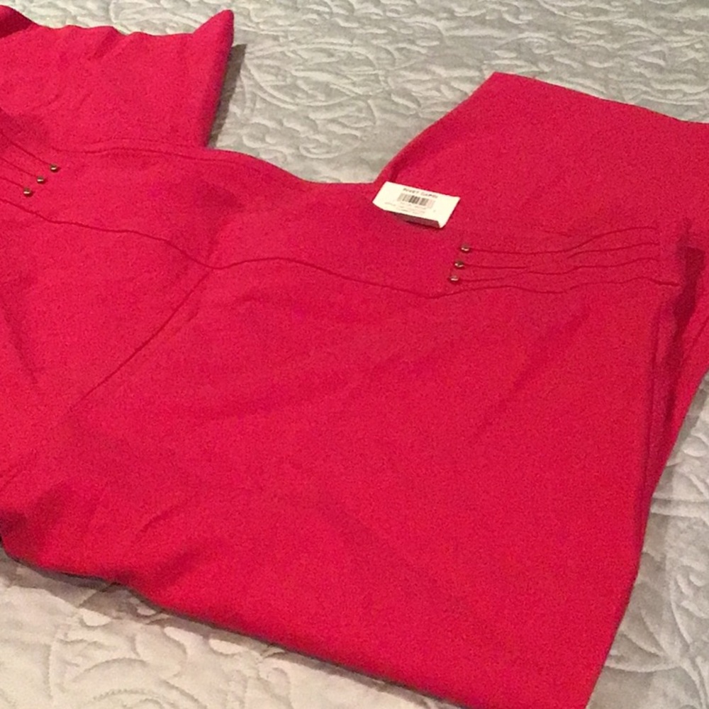 Vibrant Claret Rose Capri Pants